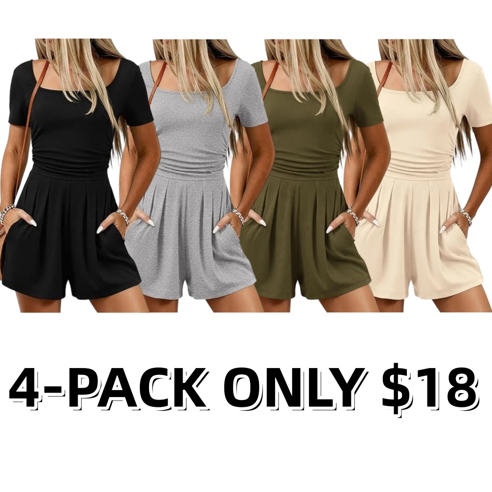 Women's Casual Short Sleeve Knit Romper