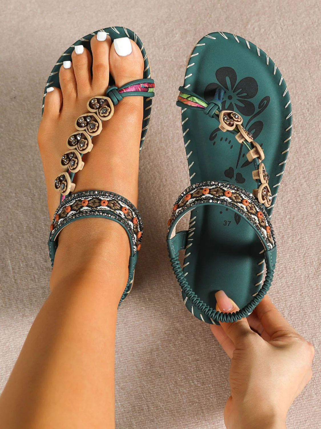 Toe Loop Vegan Leather Flats Sandals (multiple color options)