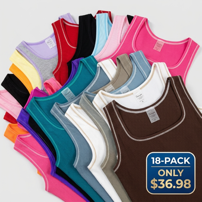 Women Rib Tank Top Padded Workout Top Square Neck Crop Tank Fitted Basic Cami Tops