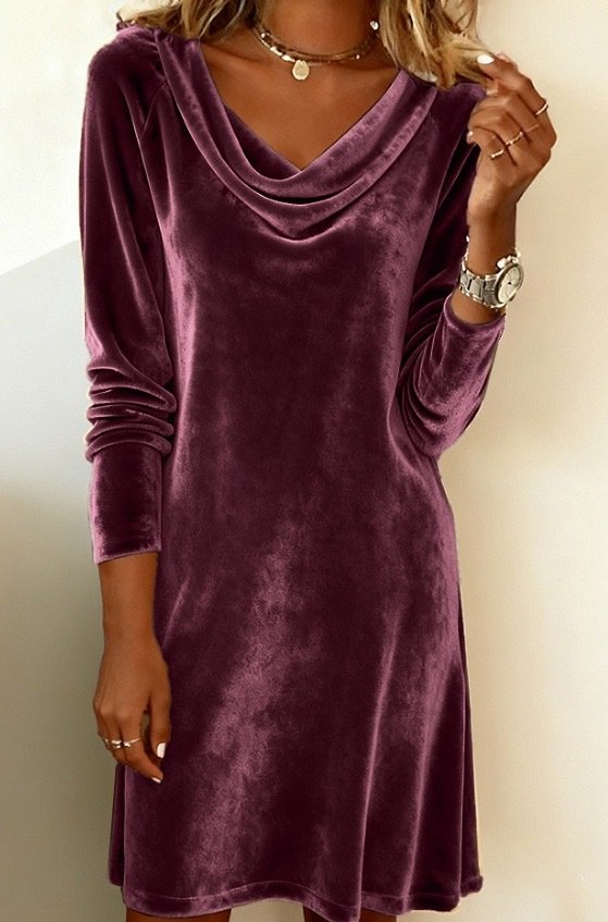 Women's Long Sleeve Spring/Fall Golden Plain Split Joint Hoodie Daily Going Out Vintage Mini A-Line Fit & Flare Dress Dress