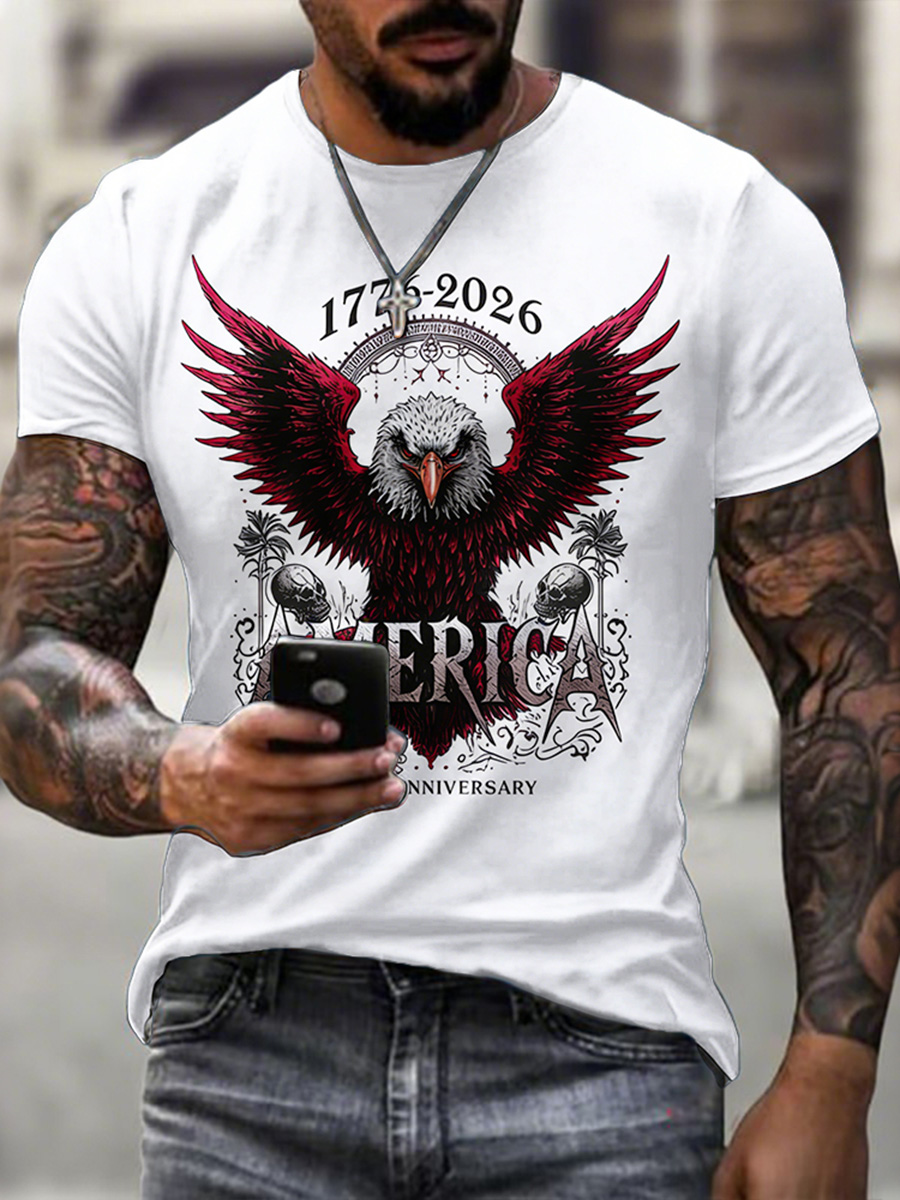 Men's American 250th Anniversary Free Eagle Printed T-shirt