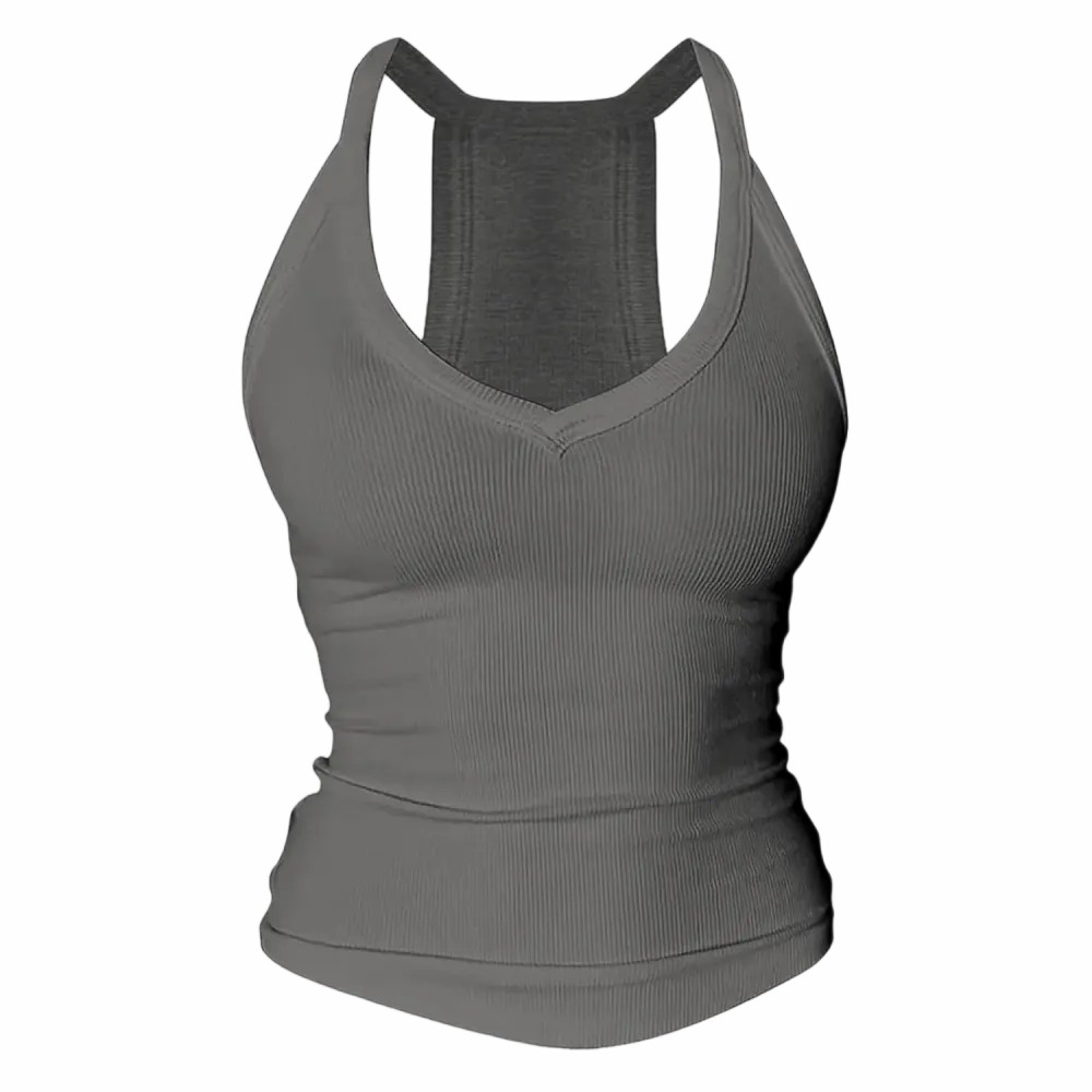 Built-in bust support, sleeveless backless slim-fit basic tank top