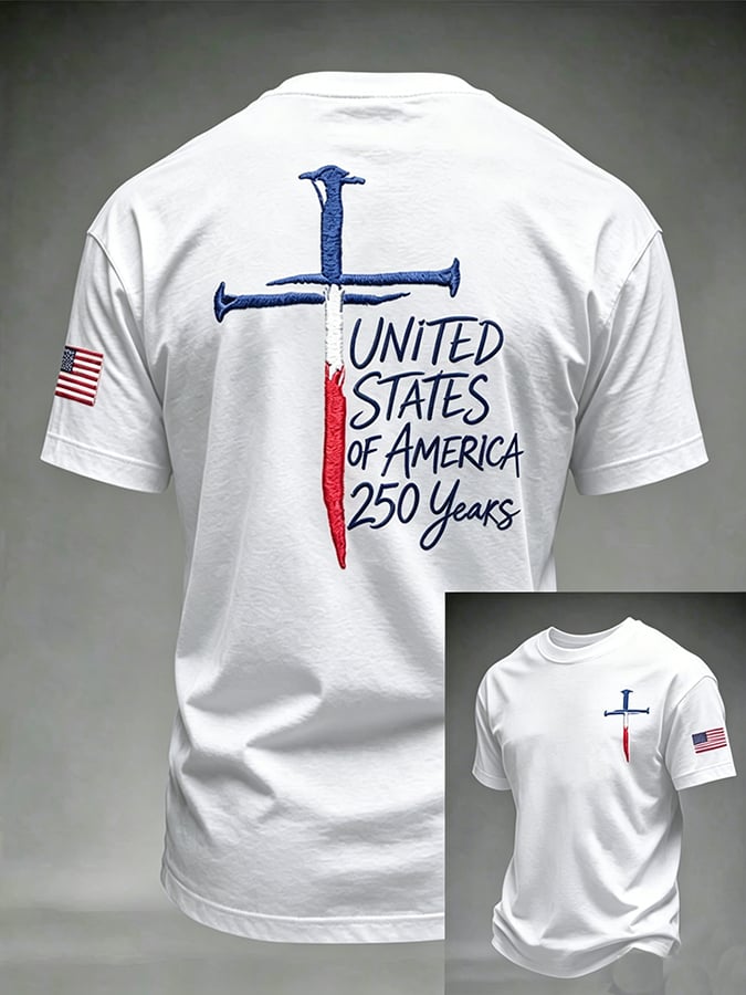 Men's Vintage Independence Day Eagle Flag Print Art T-shirt