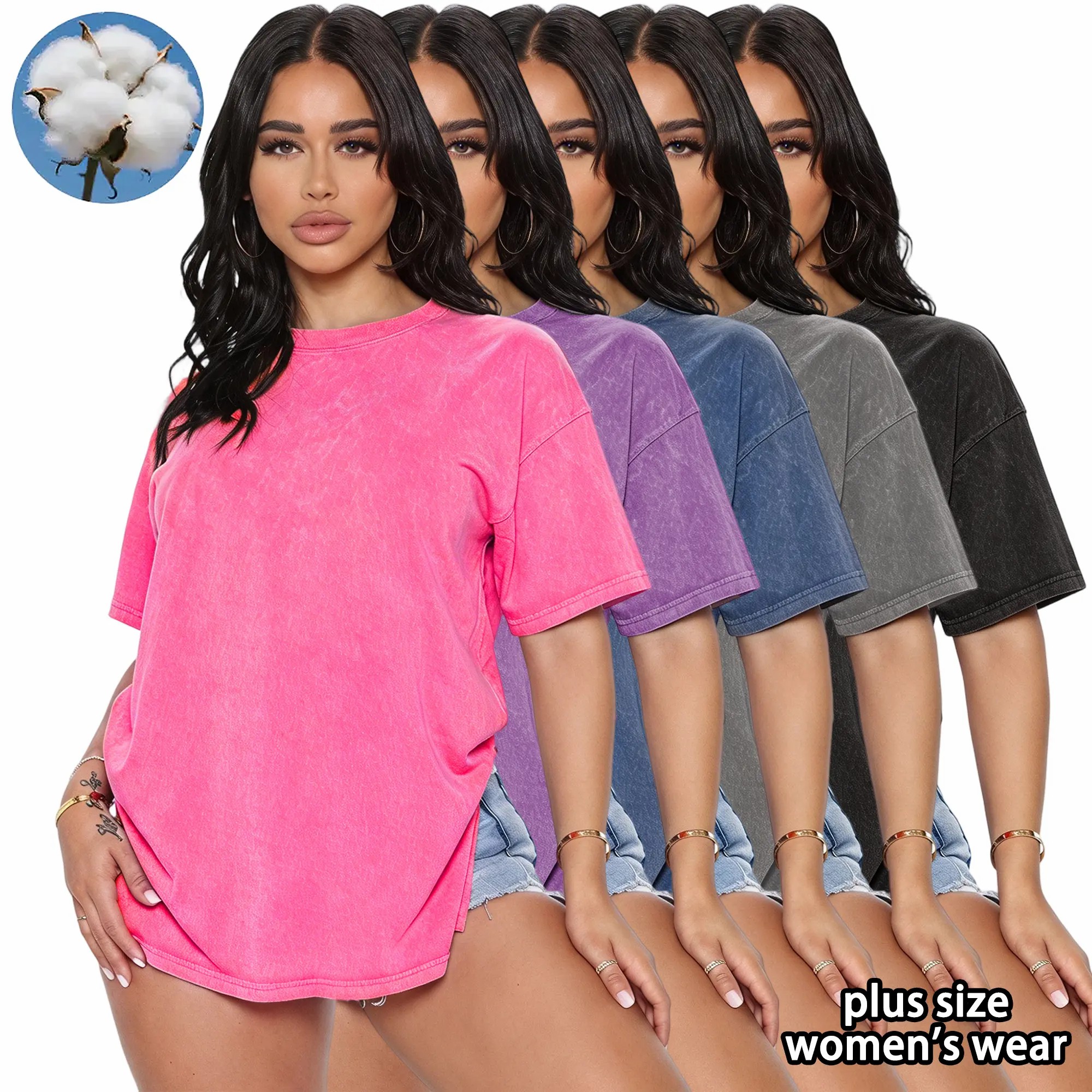 🌟 5-Pack Women's Vintage Cotton T-Shirts