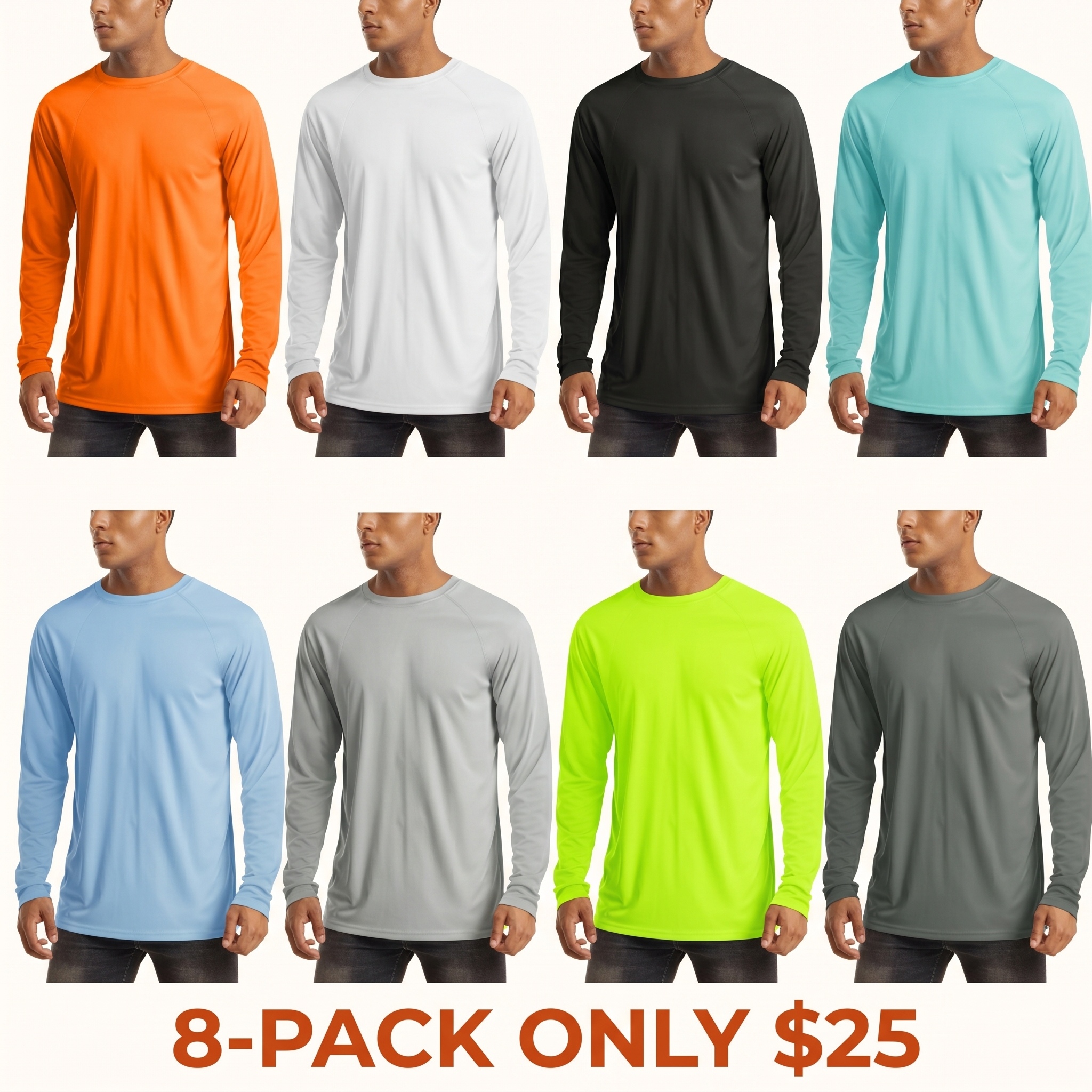 Men's Long-Sleeve Athletic Top — UPF 50+ Sun Protection, Quick-Drying, Lightweight Summer Sports Shirt
