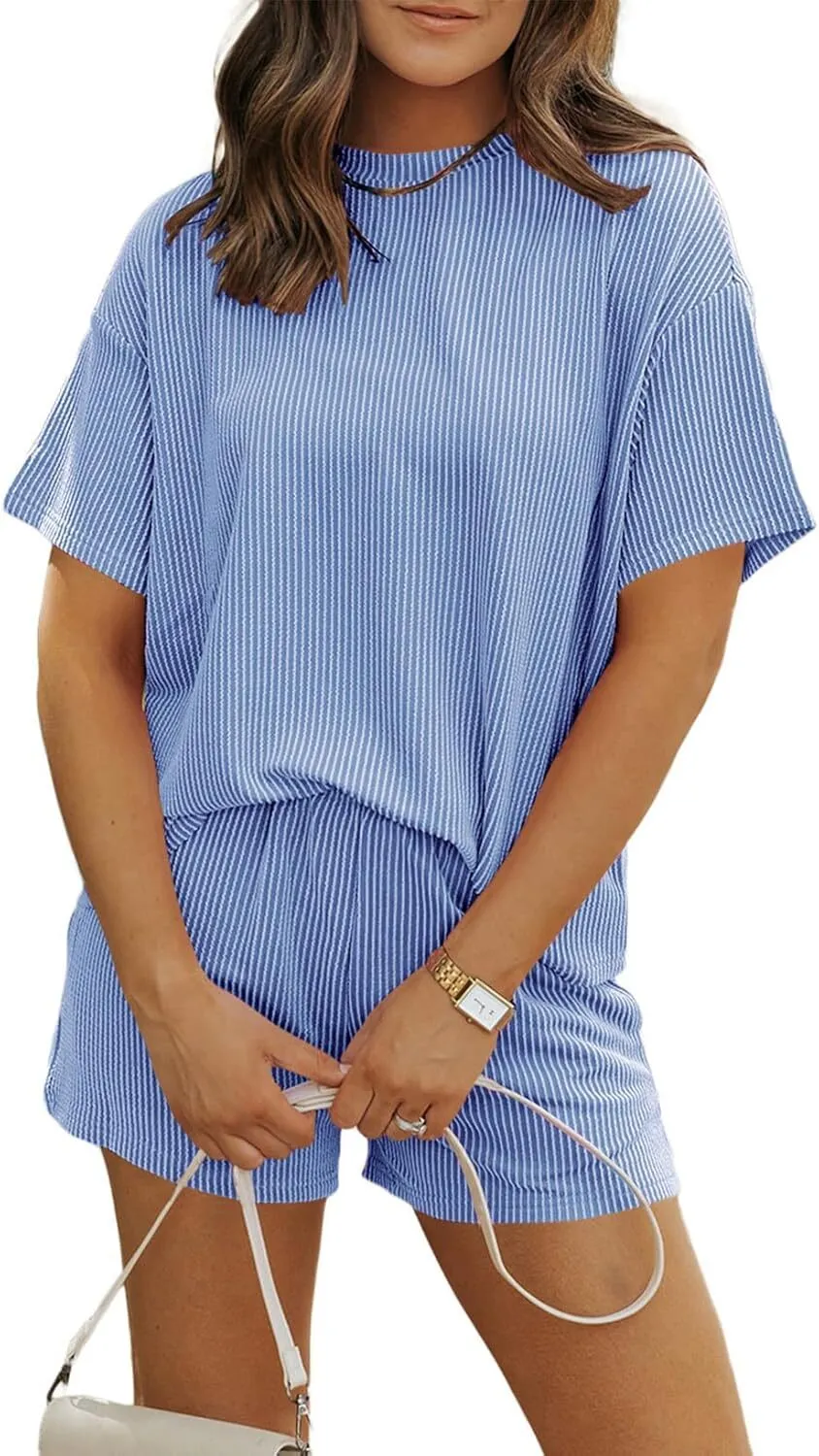 🧡Summer Hot Sale💥Women's Solid Textured Pocket Shorts Set