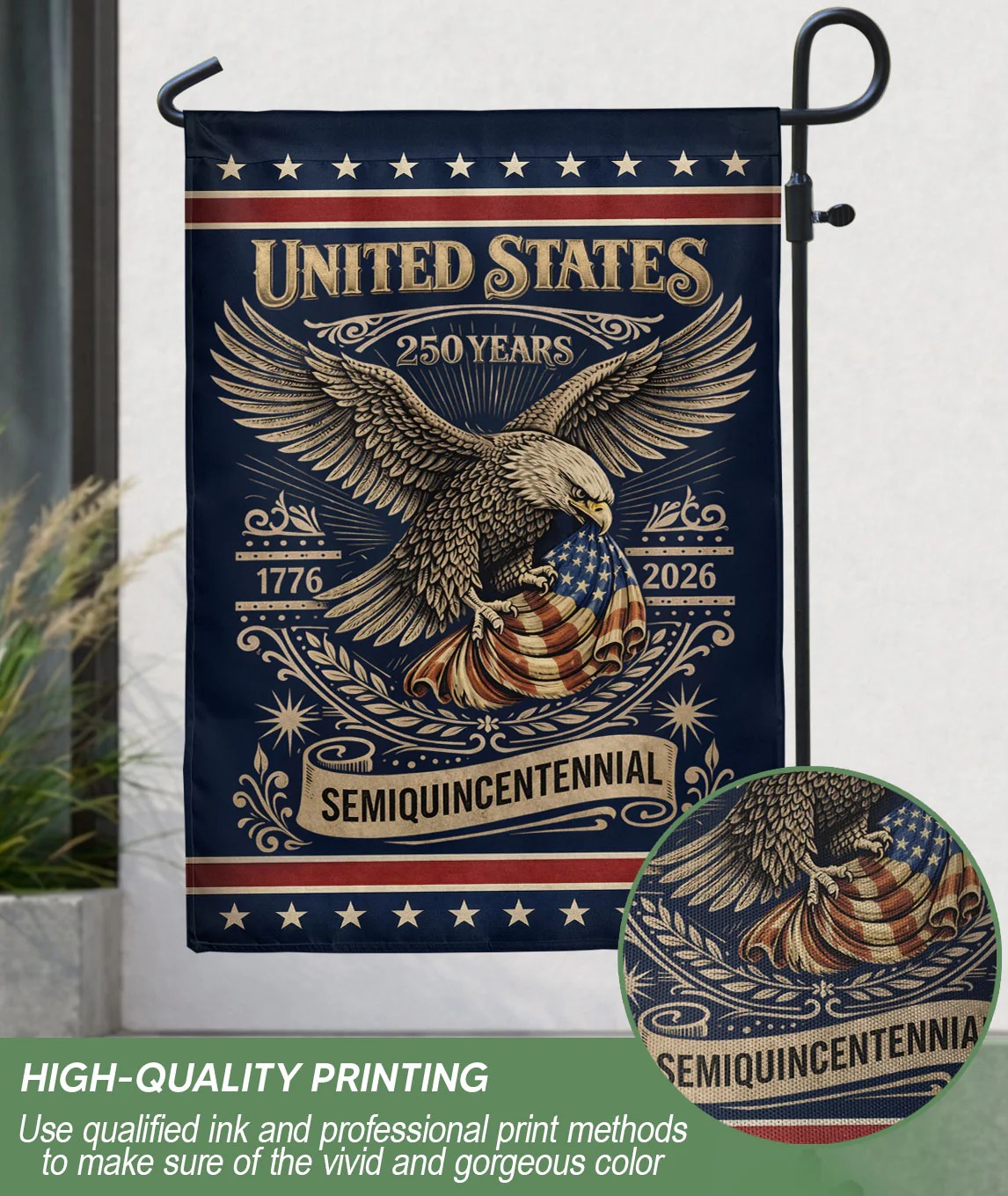 America 250Th Anniversary 1776–2026 House Flag – Patriotic Eagle USA