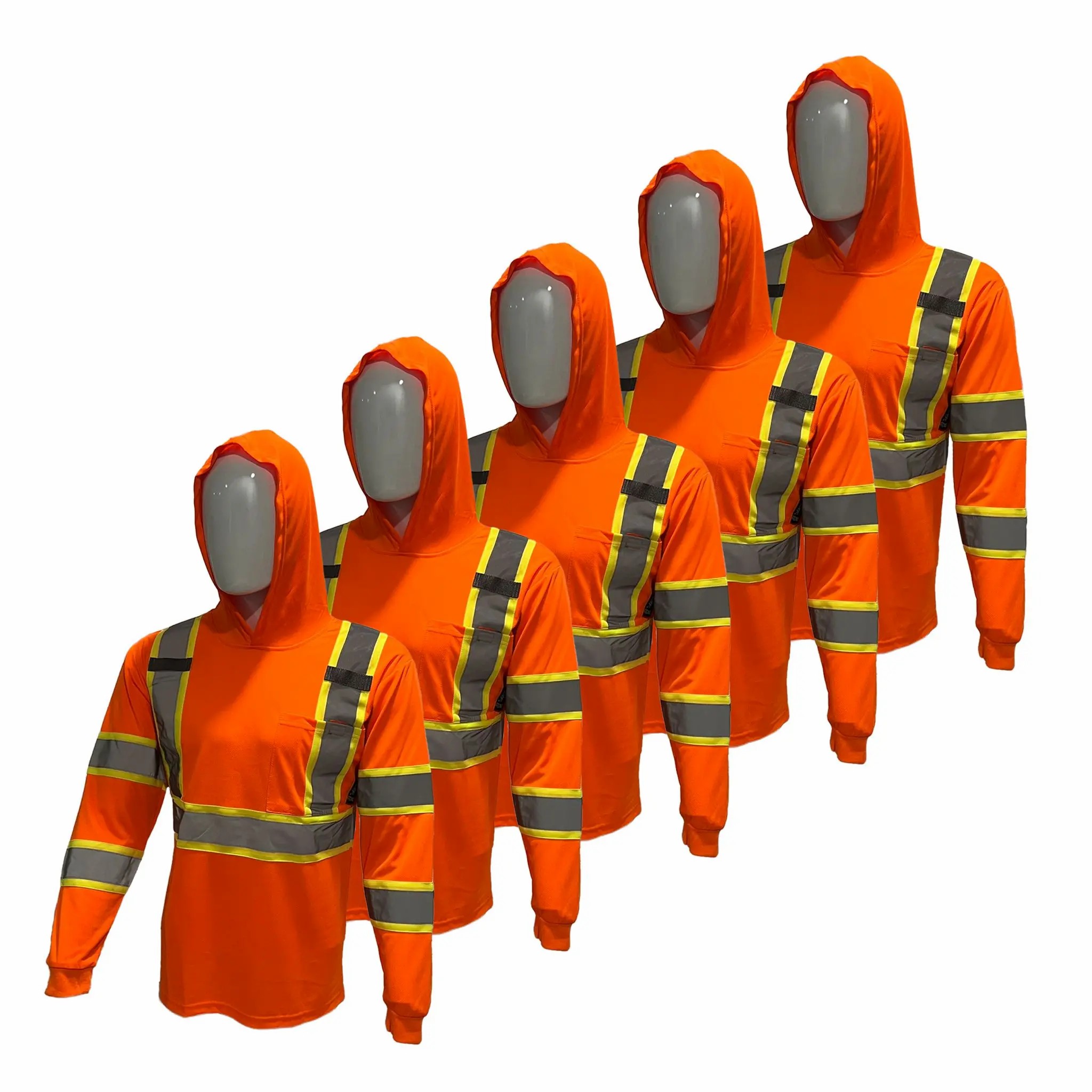 High Visibility Hoodie Long Sleeve Safety Shirt with hoodie Polyester Birdeye Mesh in various color