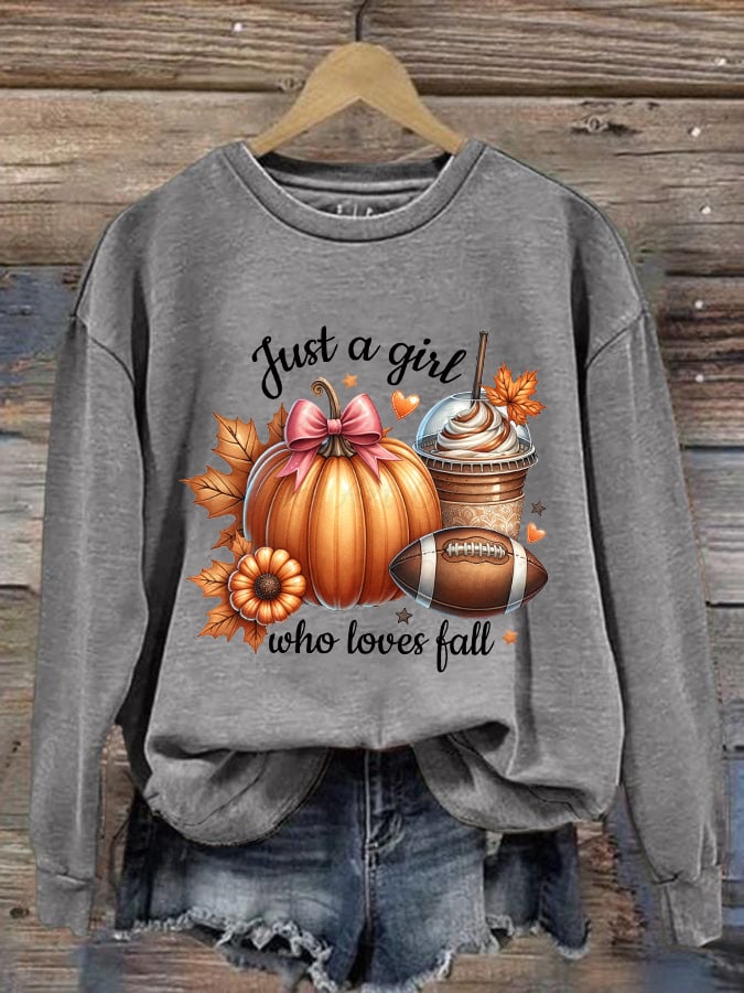 Women's Just A Girl Who Loves Fall Print Sweatshirt
