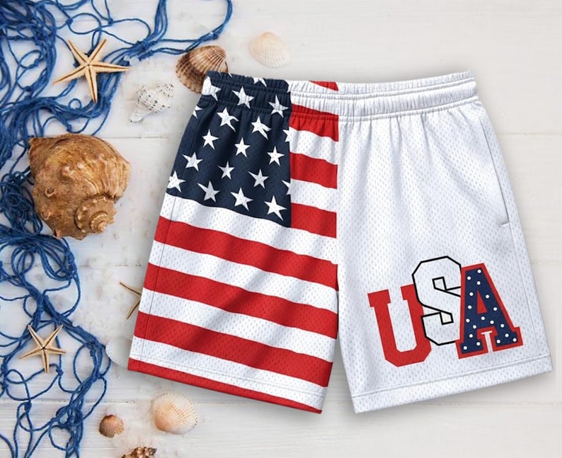Couple Matching Swimsuit Set, American Flag USA Bikini and Shorts