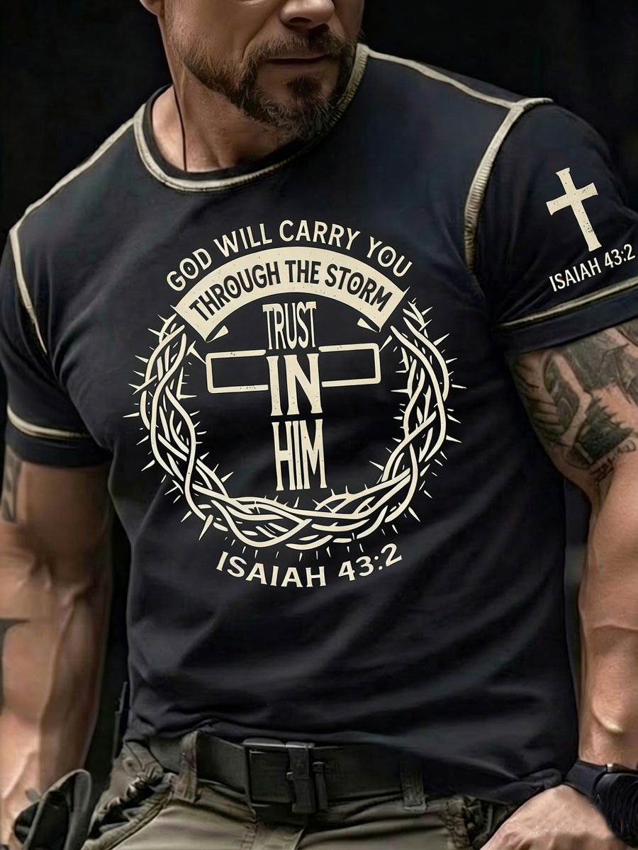 Men'S Faith  Print Casual Top