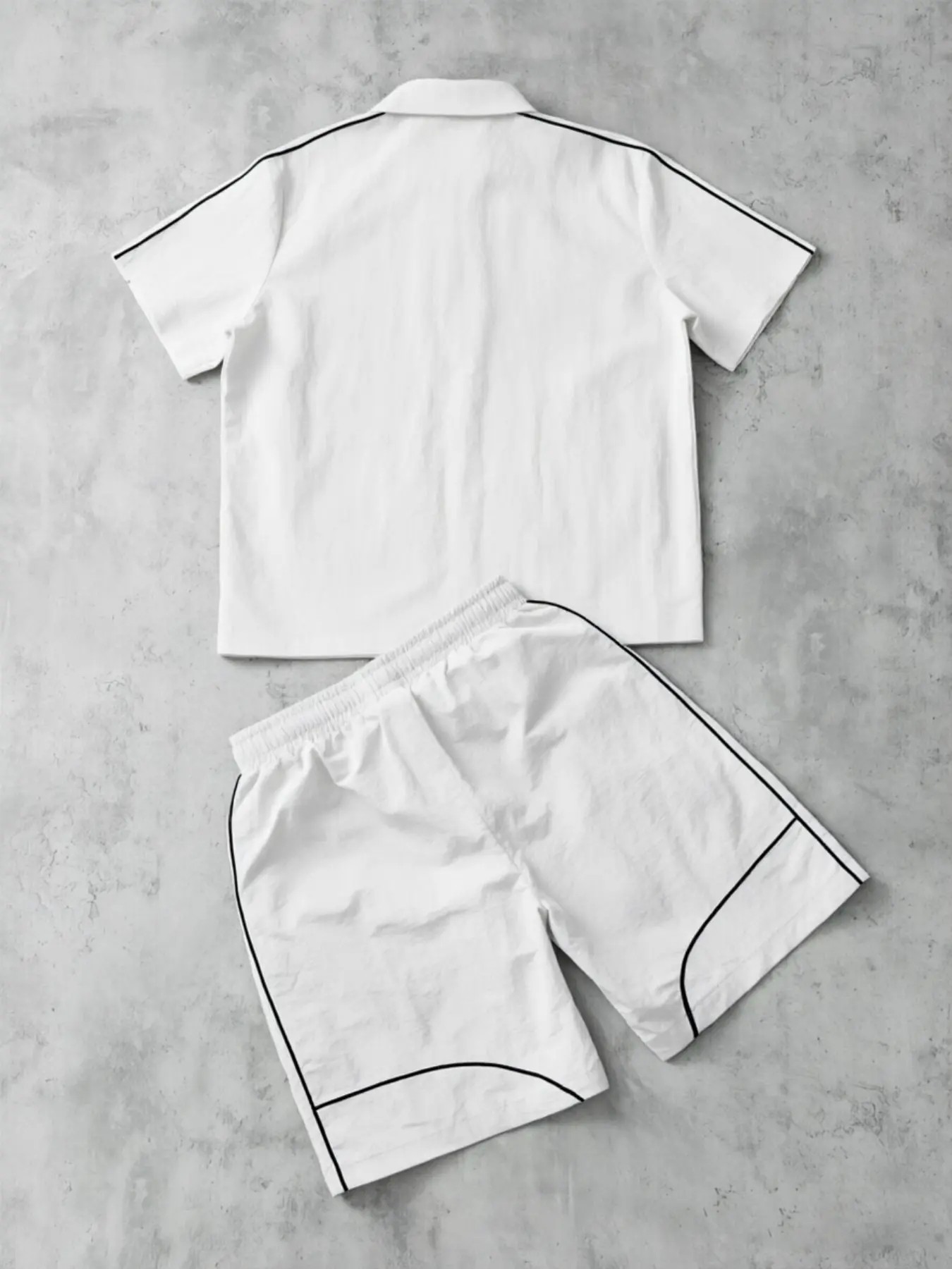 Stars Pattern Casual Set Short Sleeve Zipper Shirt + Gym Shorts Two-Piece Set