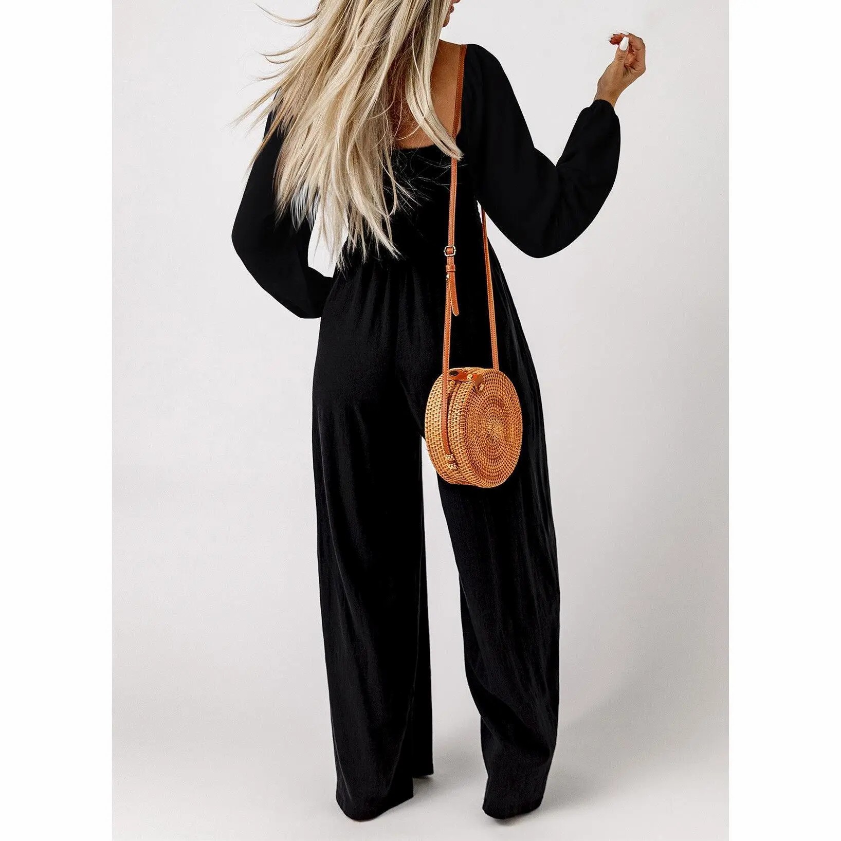 🌿 Women's Long Sleeve Wide Leg Casual Jumpsuit