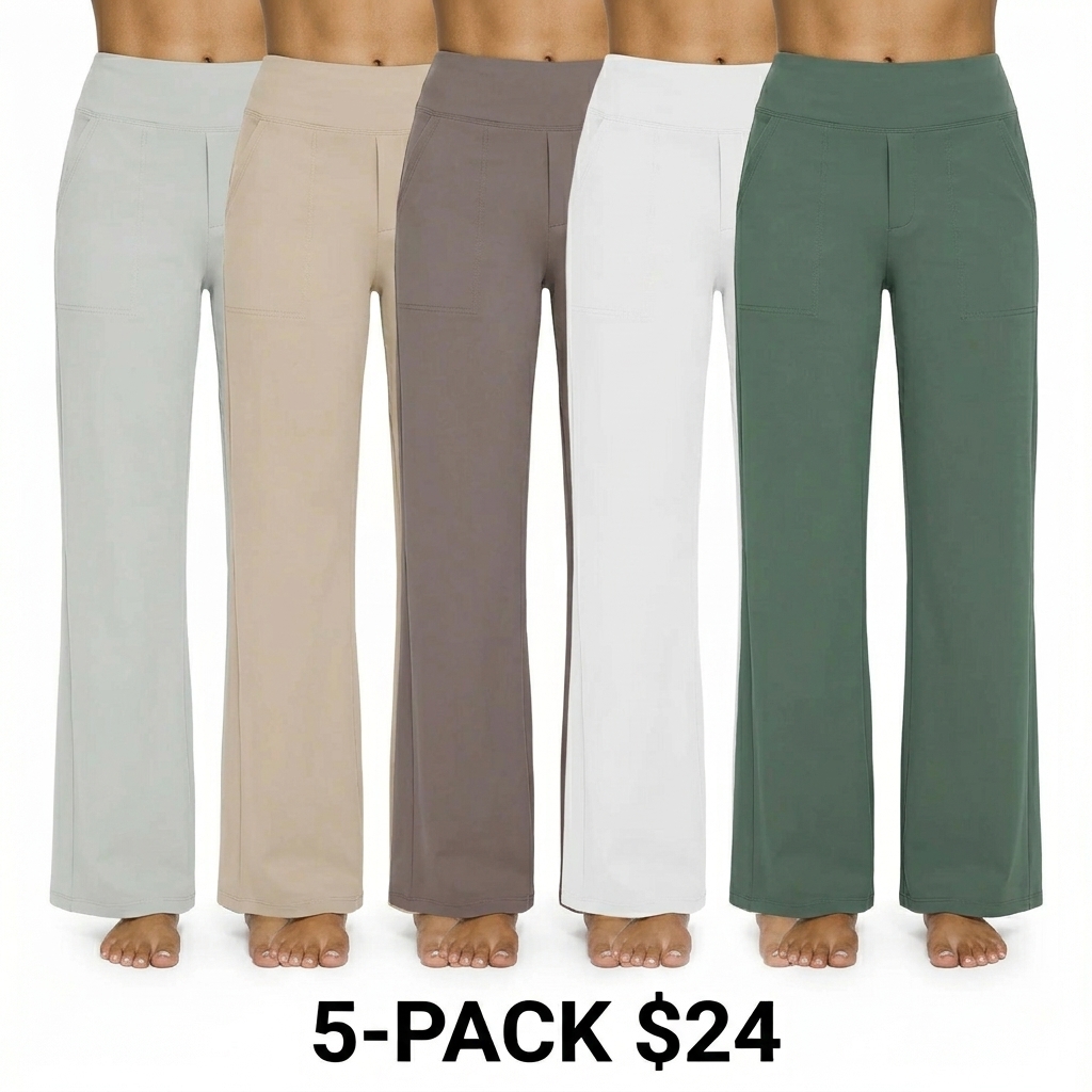 Women's High Waist Wide Leg Pants – Business Casual Yoga Sweatpants with Pockets