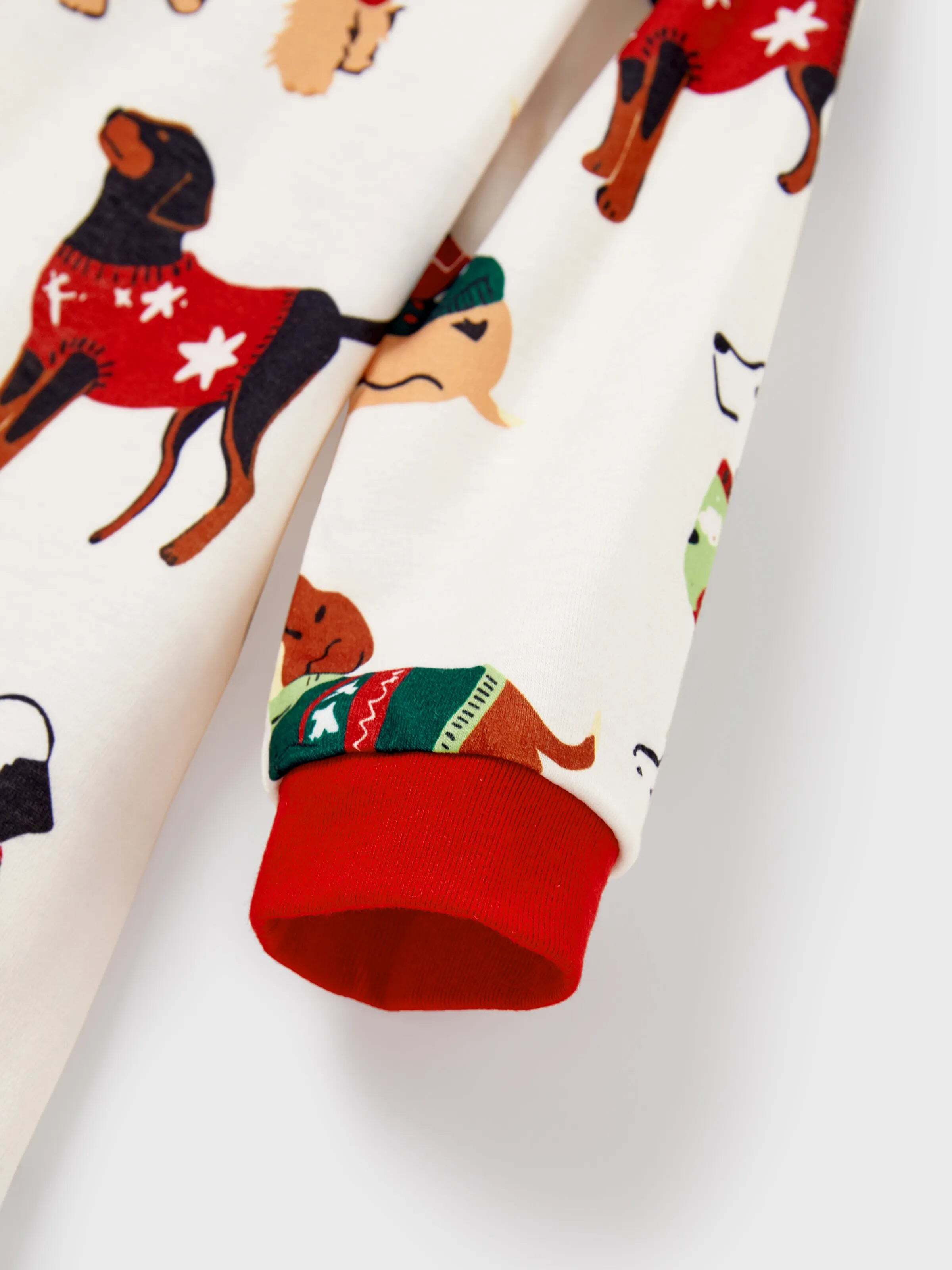 Christmas Matching Family Pajamas Set Various Dog Print PJS with Christmas Socks Apricot
