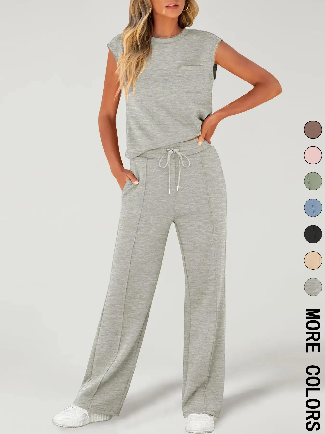 ⚡FINAL SALE⚡- Women's Solid-Color Slim-Fit Vest and Trousers Two-Piece Set