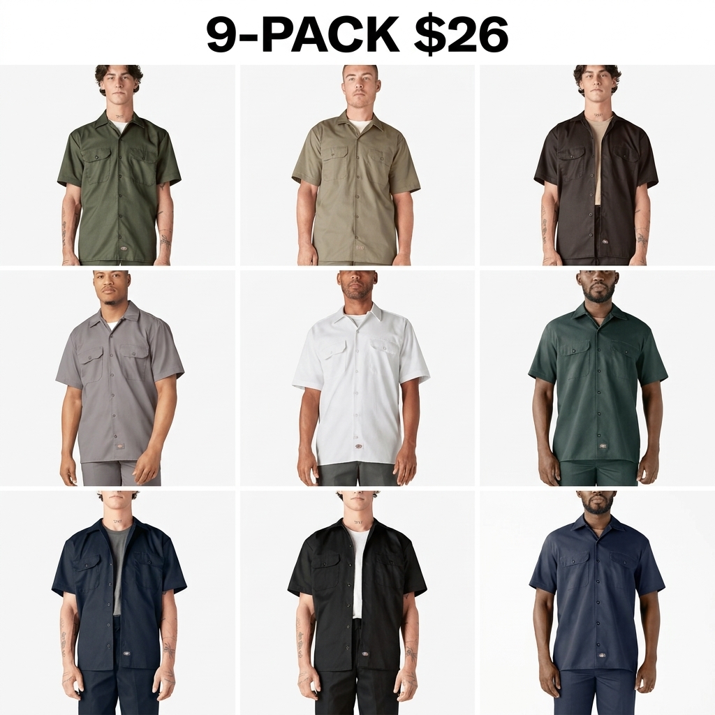 Short Sleeve Work Shirt, Classic Fit Work Wear, Fitted Style, Collared Neck, Secure Chest Pockets