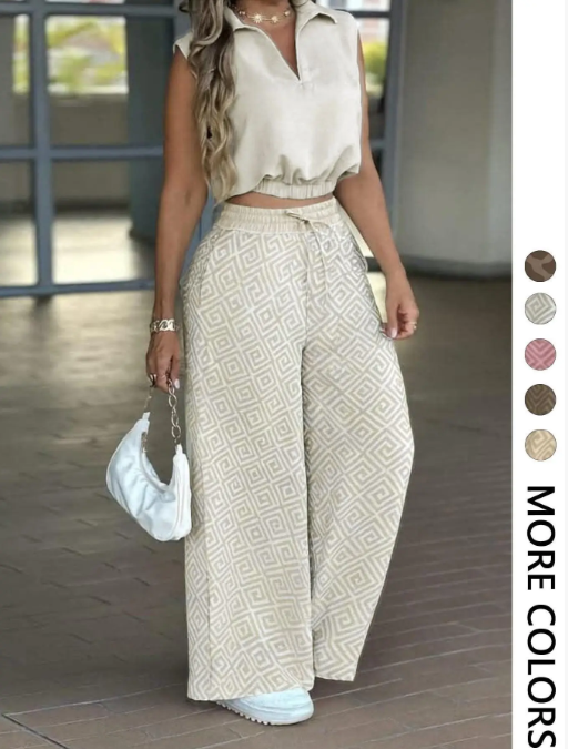 2-Piece Women's Casual Commuter Geometric Set