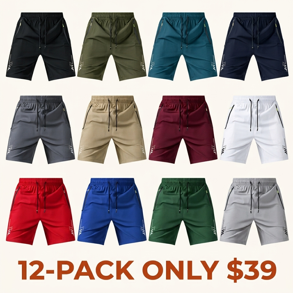 Men's Unisex Fashion Athletic Shorts Drawstring Waistband, Side Zipper Closures