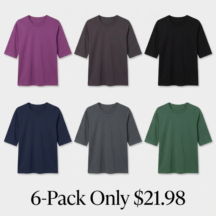 Womens Elbow Sleeve Crew Neck