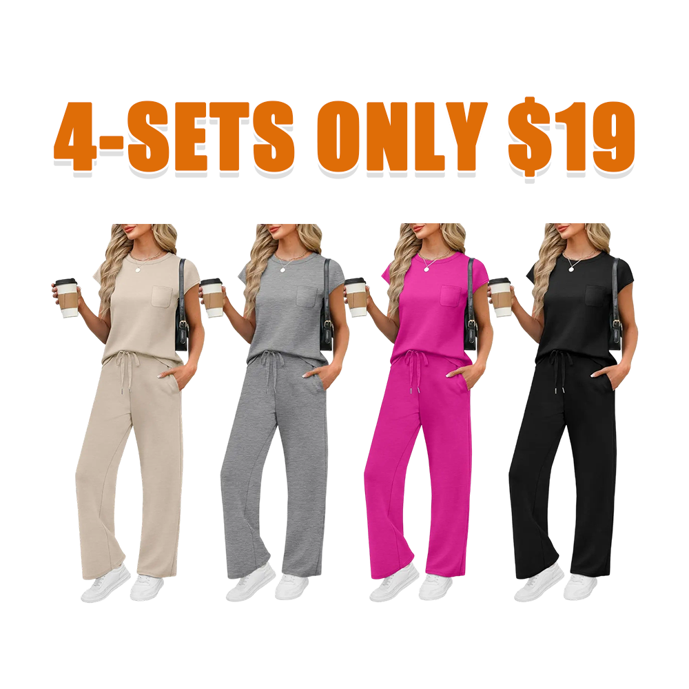 Women's Cap Sleeve Casual Lounge 2 Piece Set