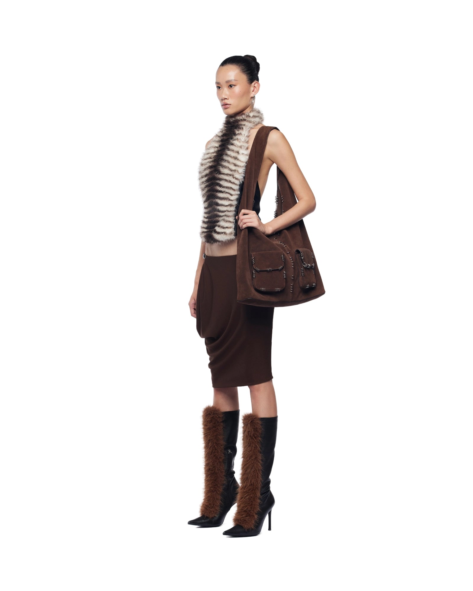 dora halter Backless Furry Top