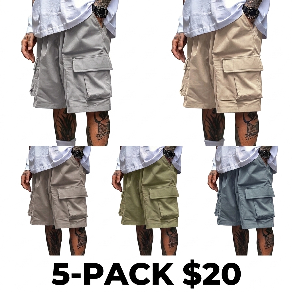 Men's 5-Pack Cargo Shorts – Relaxed Fit Tactical Shorts, Lightweight Durable Summer Bottoms