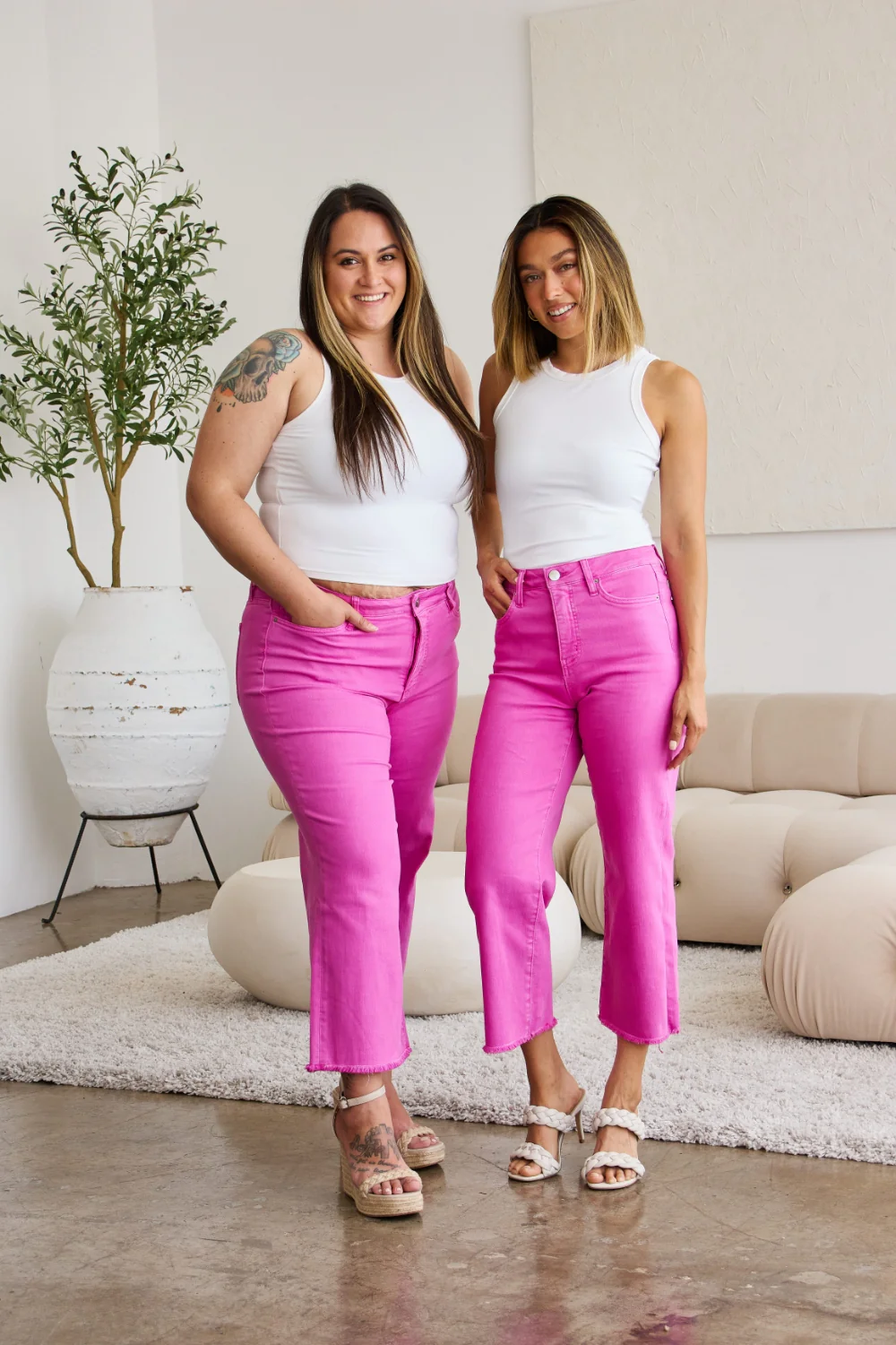Crop Chloe Full Size Tummy Control High Waist Raw Hem Jeans