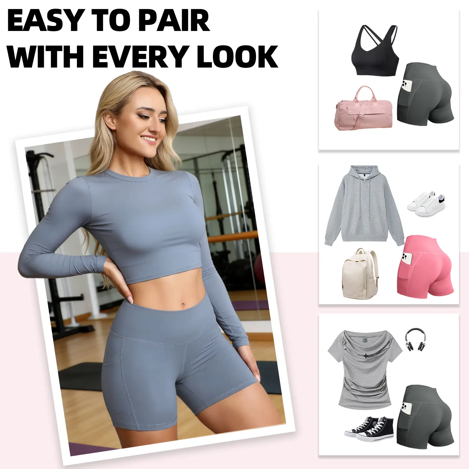 Women's High Waist Yoga Biker Shorts with Pocket