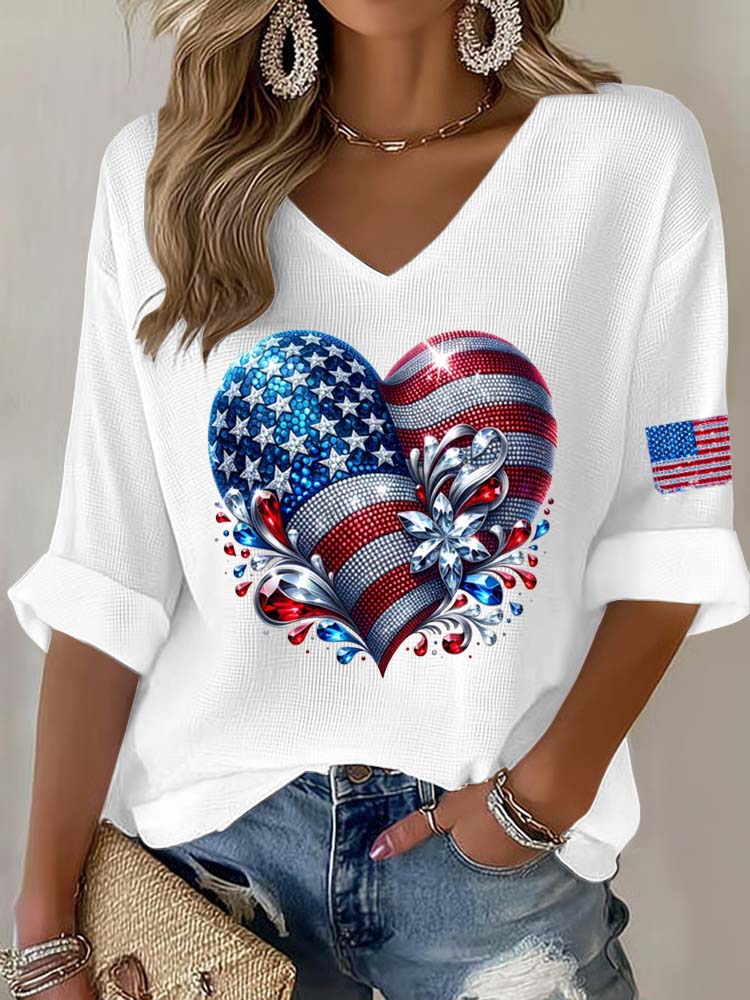 Women'S Casual Independence Day Commemorative Print 250Th Anniversary Celebration Casual Top
