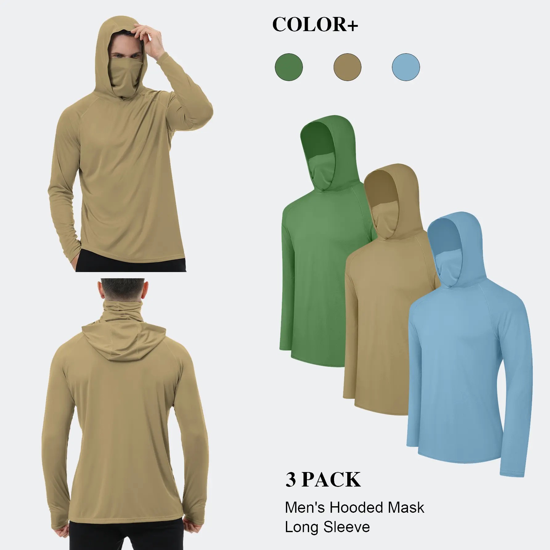 Men's 6-Pack Performance Sun Hoodies with Face Cover – 6 for $22.99