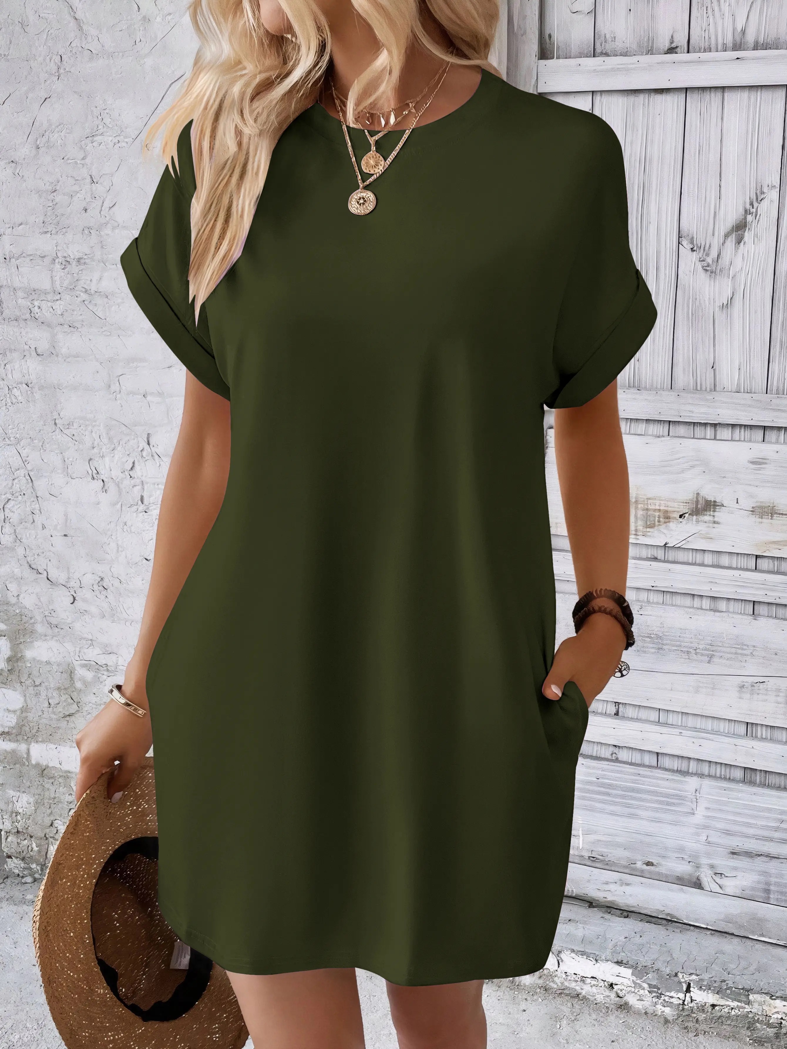 👗 Women’s Relaxed Fit Long‑Sleeve Shirt Dress