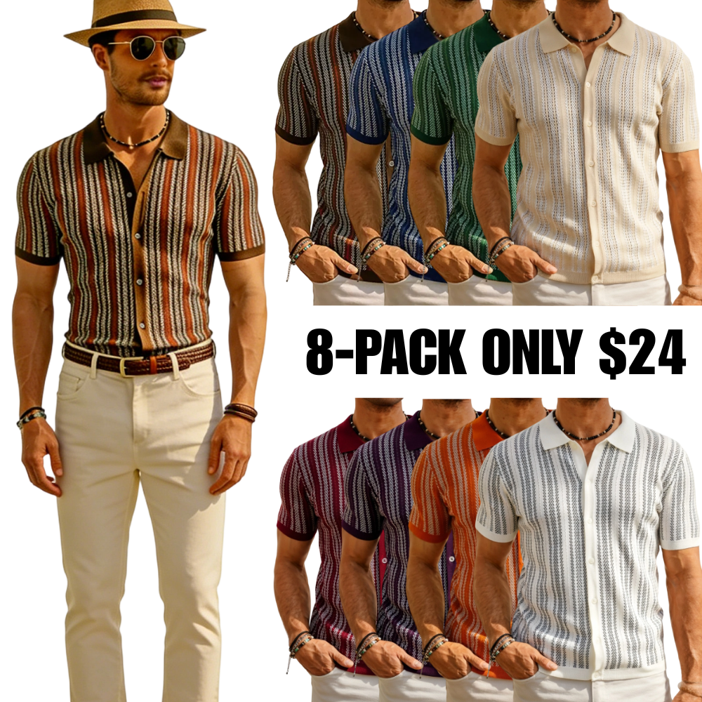 Men's Retro Button- Sweater Non-Stretch Shirt