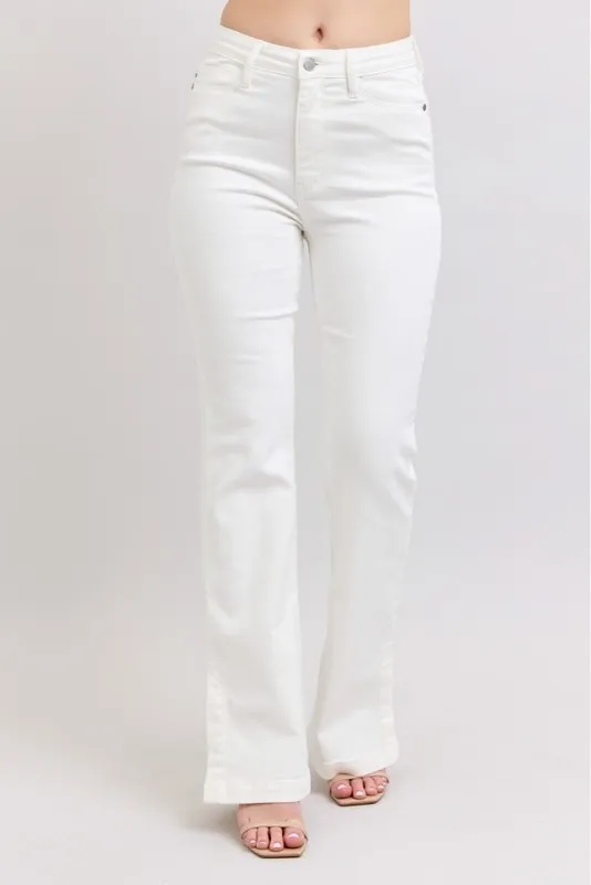 Blue Full Size High Waist Side Slit Slim Bootcut Jeans Plus Size
