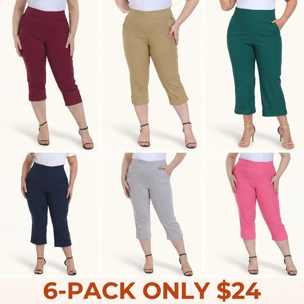Women's Plus-Size Tie-Free Capri Pants