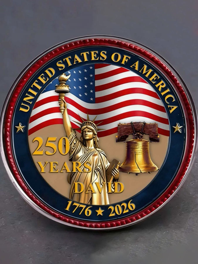 250Th Anniversary Commemorative Brooch Pattern For Men And Women, Glass Stainless Steel Retro Round Brooch