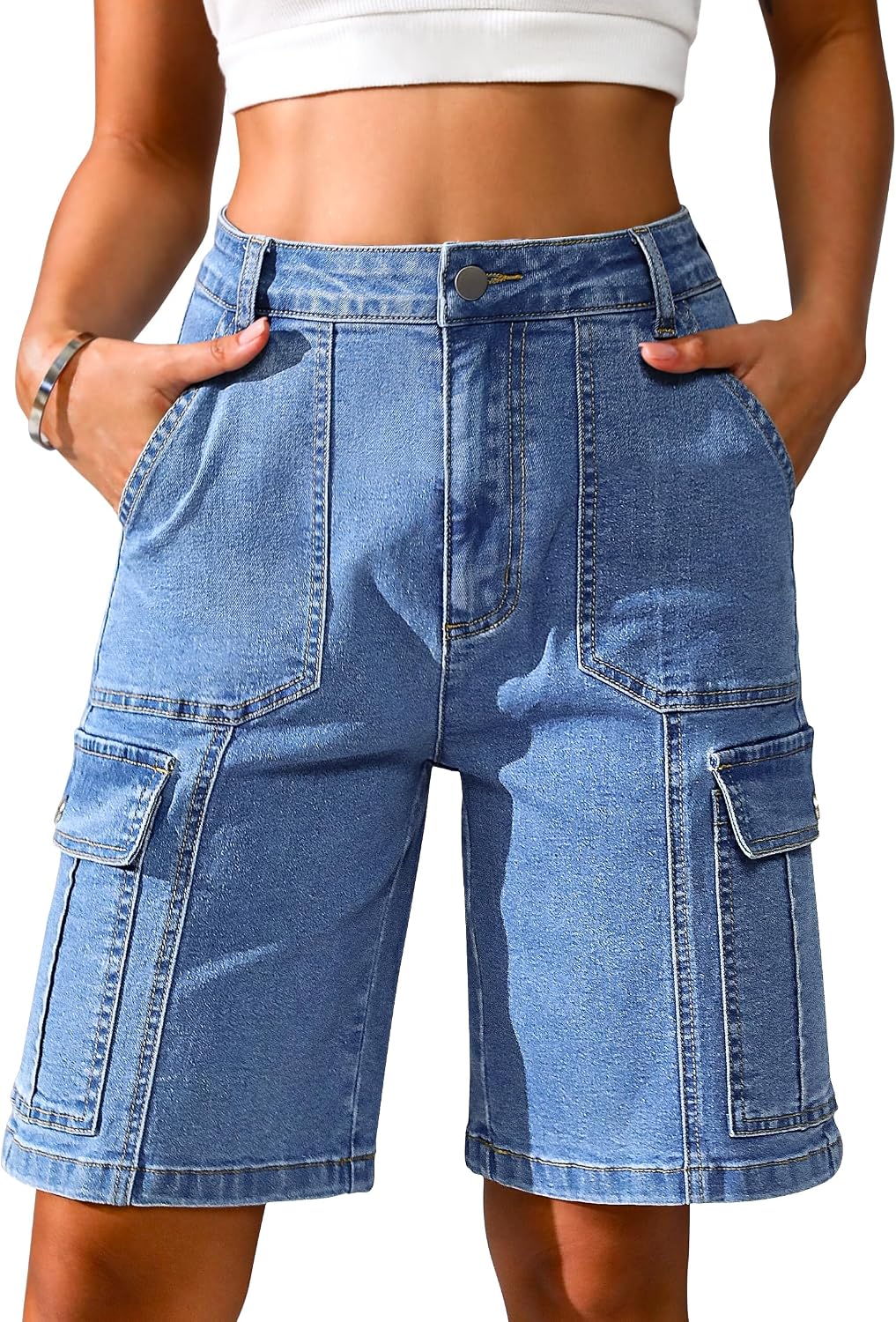 Eddoyee Women's Bermuda Cargo Shorts