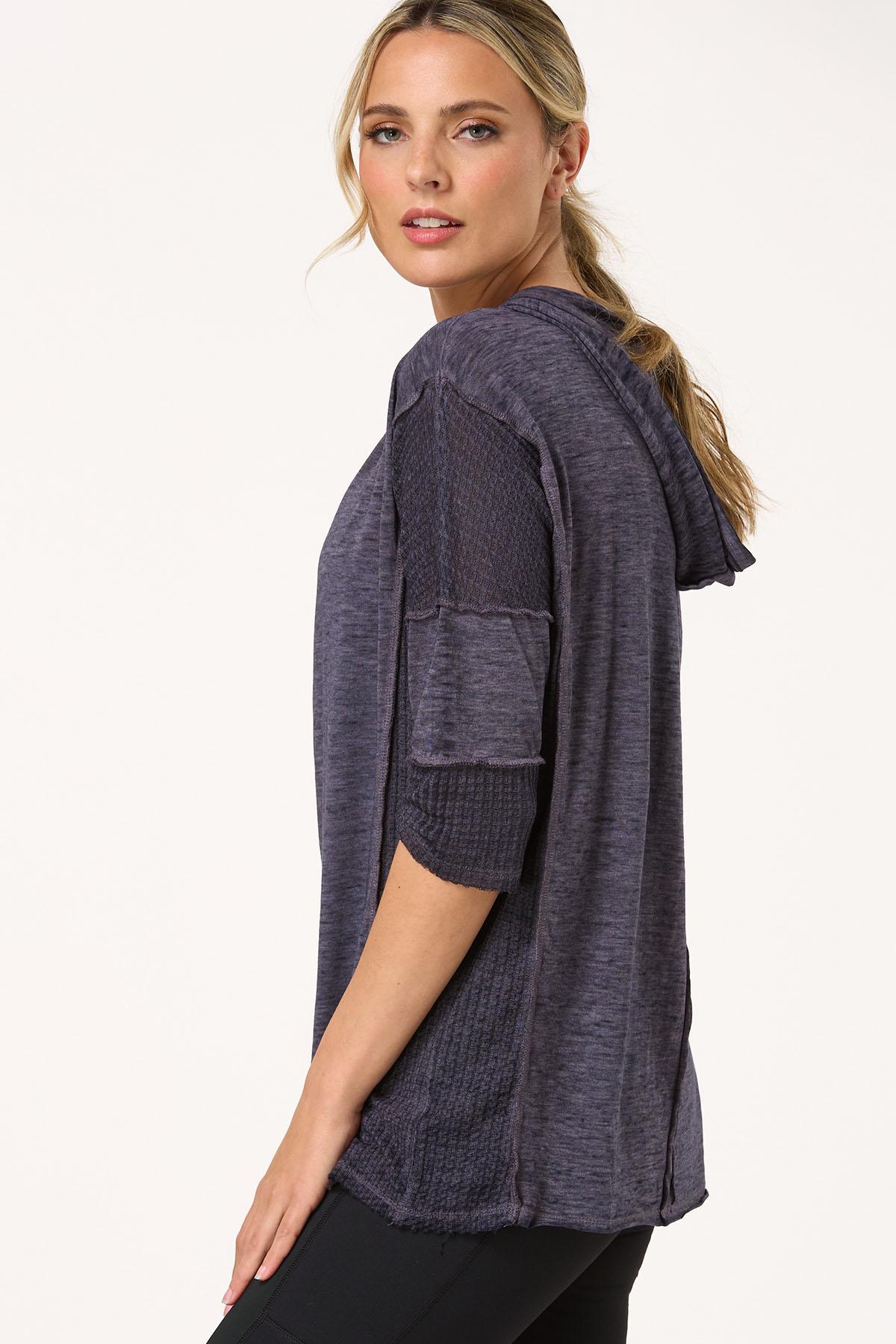 Waffled Panel Hooded Top