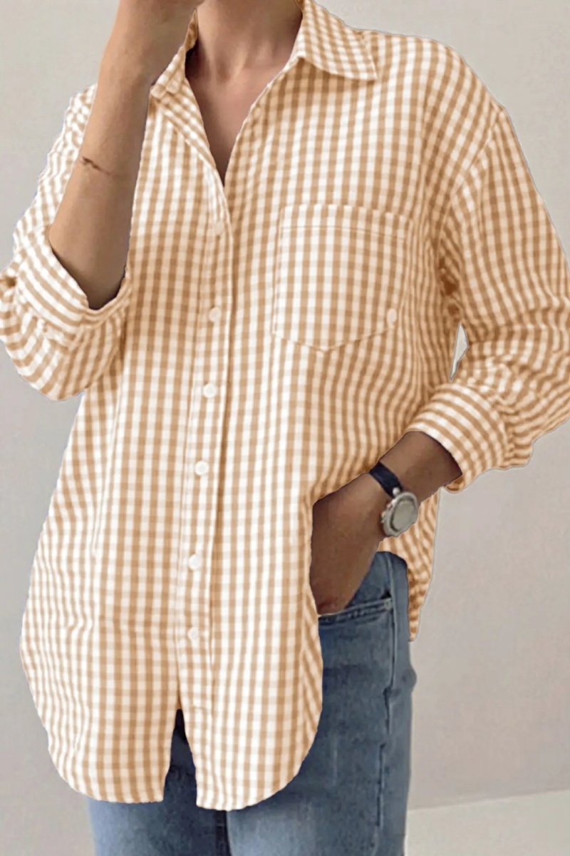 Women's Plain Button Front Drop Shoulder Shirt Blouse