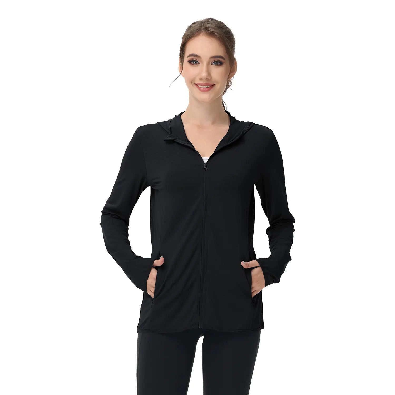 Women's Lightweight Long-Sleeved Sunscreen Hoodie Jacket - Full-Range Large Elastic