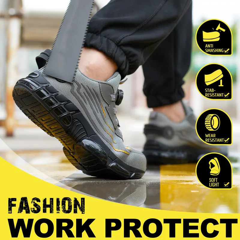 Qingruipai Men's Steel Toe Work Shoes