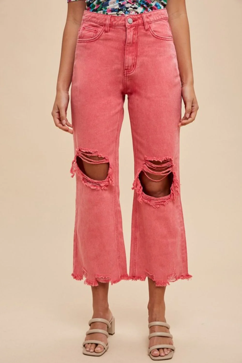 Wear Distressed Raw Hem Jeans