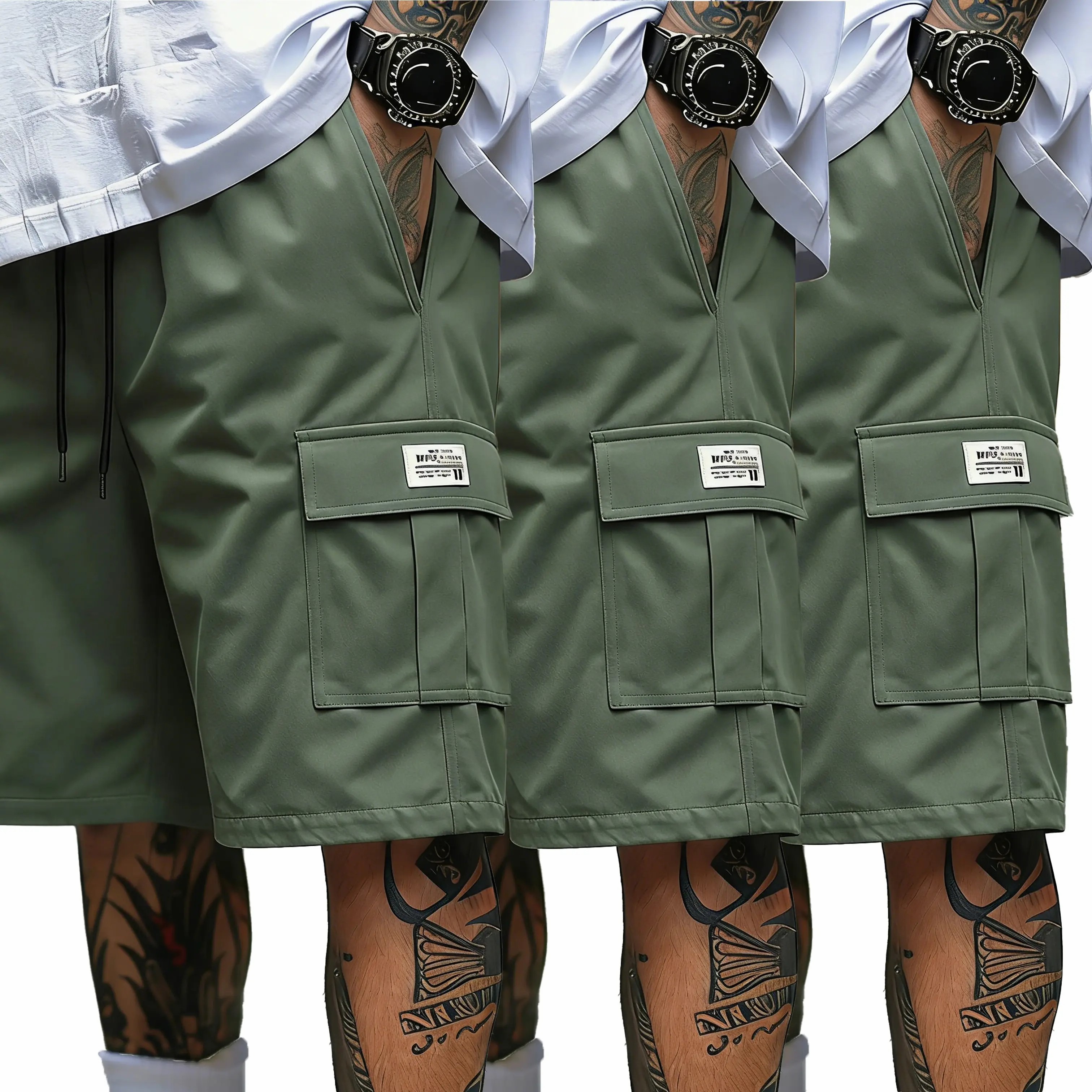 Men’s 6-Pack Cargo Shorts – Lightweight Work & Gym Shorts with Pockets, Adjustable Waist, Durable Polyester