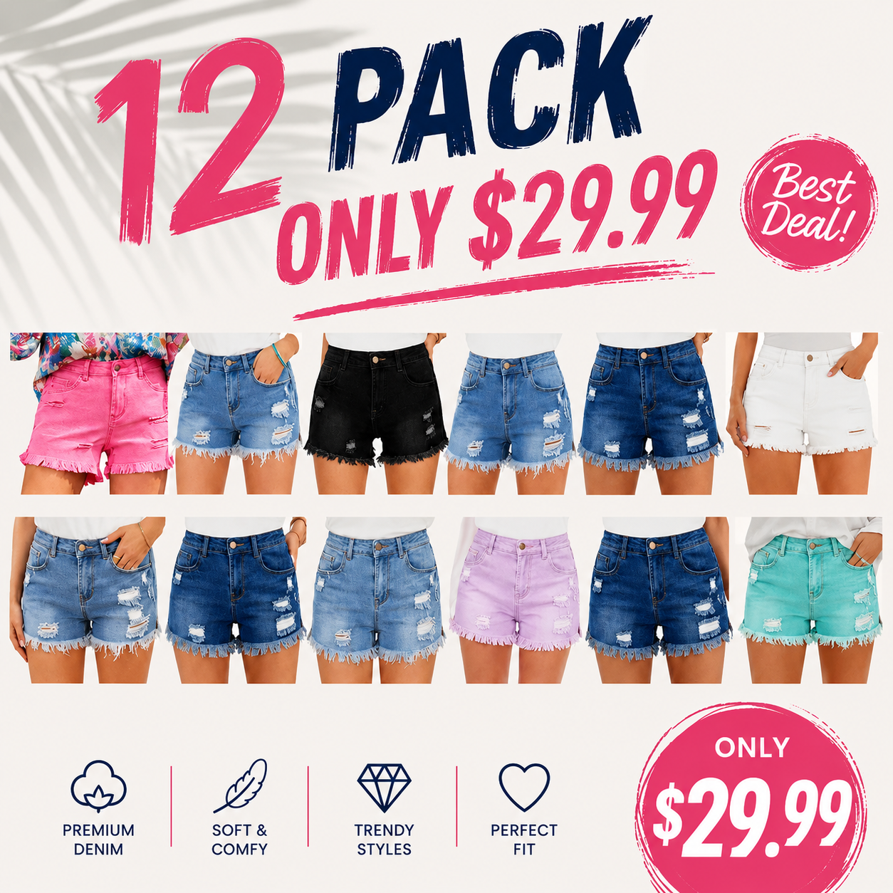 Women's Casual Mid Rise Denim Shorts