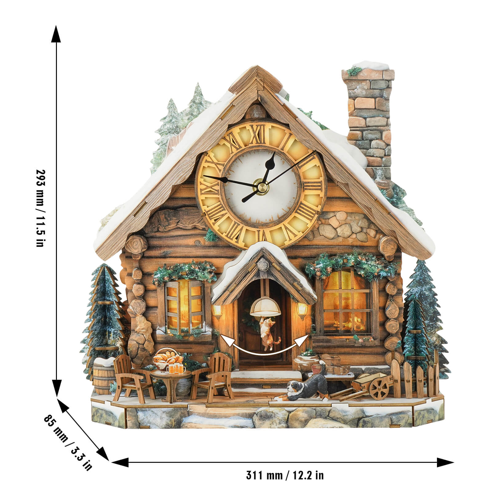 Swiss Chalet DIY Wooden Clock, 3D Puzzle Craft Kit
