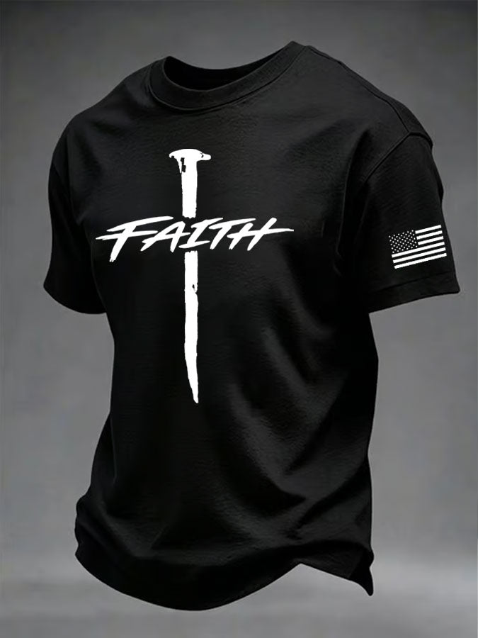 Men'S Faith Cross Printed Casual T-Shirt
