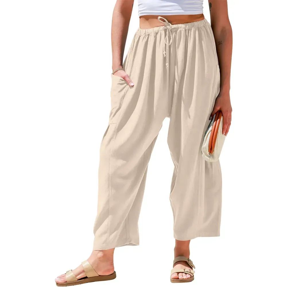 Womens Linen Wide Leg Pants