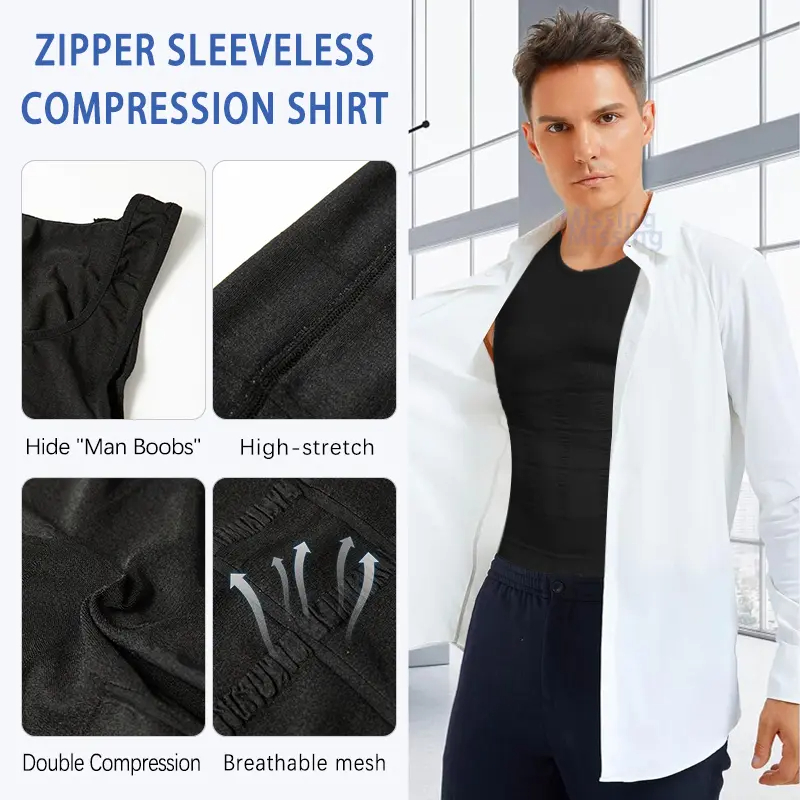 Men Compression Shirt Body Shapewear Base Layer Tummy Shaper Vest Tank Top