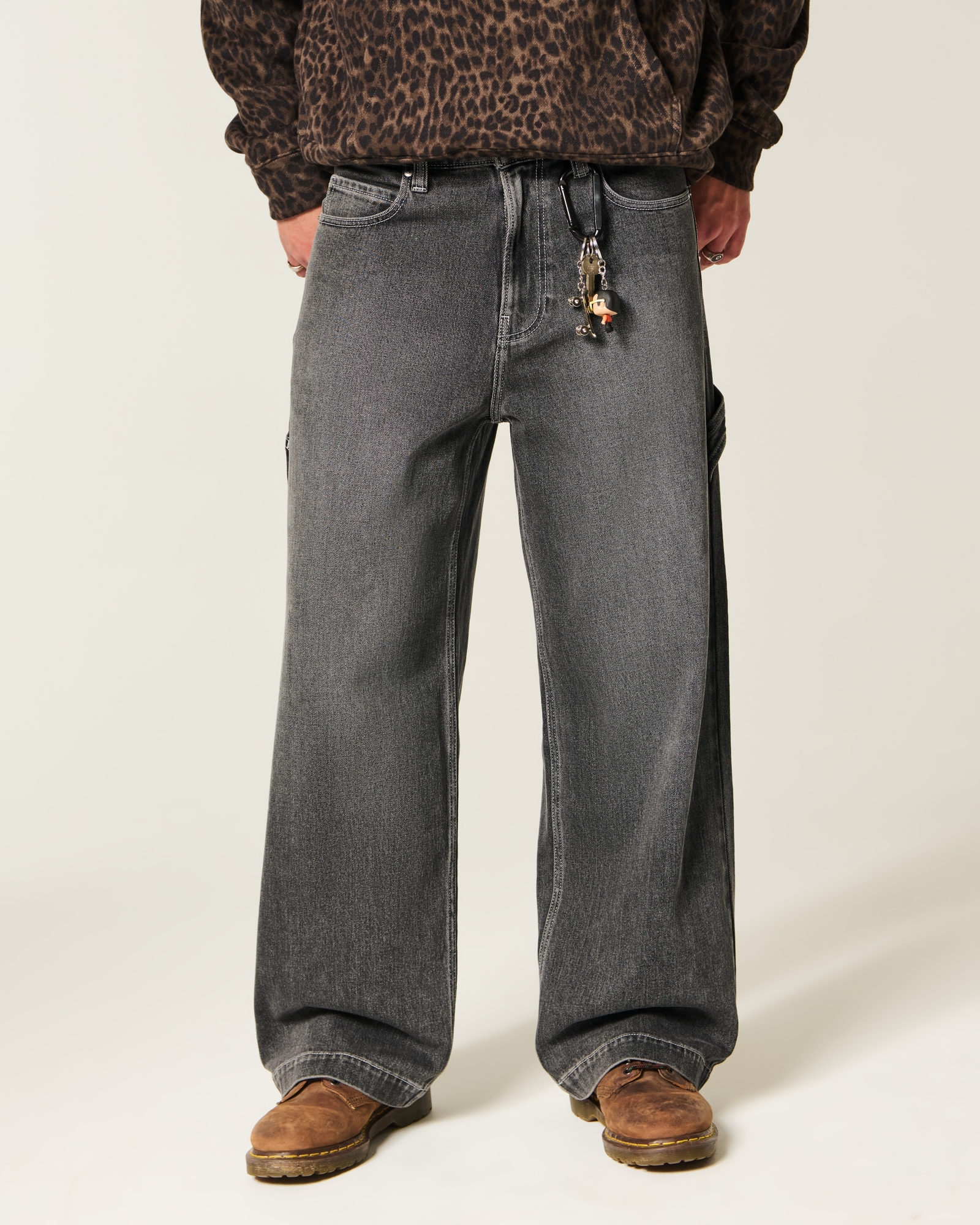 Dark Wash Logo Embroidery Super Baggy Jeans
