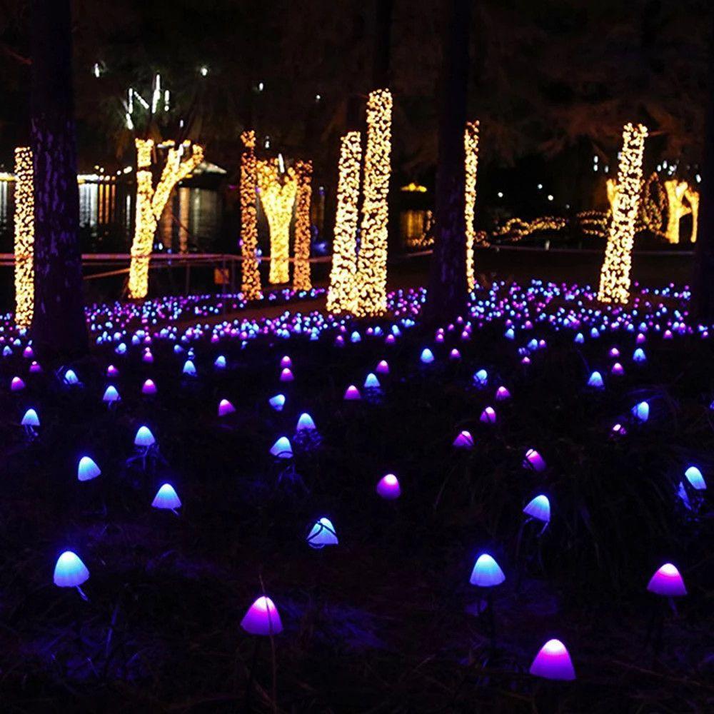 Small Mushroom Waterproof LED RGB Solar Lights Outdoor String Lights